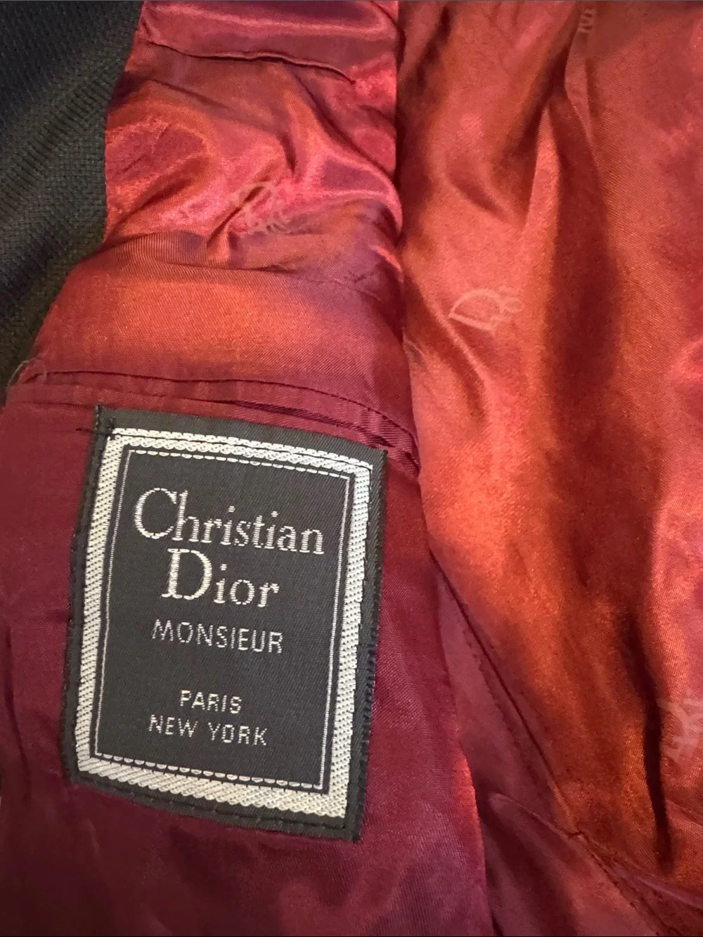 Dior Black Men's Two-Button Blazer with Burgundy Lining and Gold Buttons